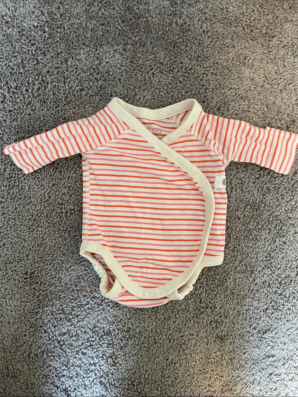 Hannah Anderson Striped Wrap-Front One-Piece Bodysuit - Pink/Cream